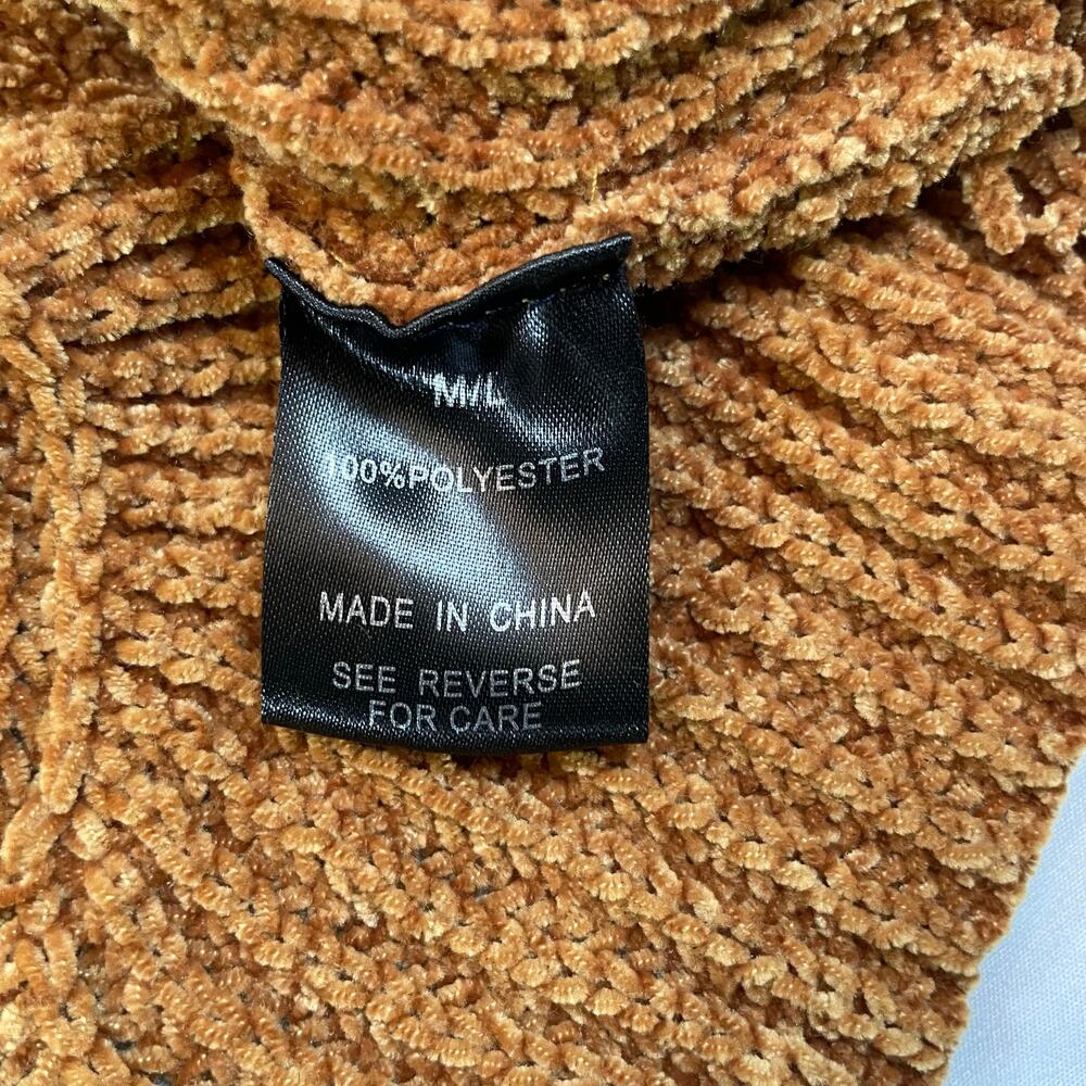 Wishlist Scalloped Pointelle Chenille Sweater Rust Brown M/L Women's - Picture 5 of 7
